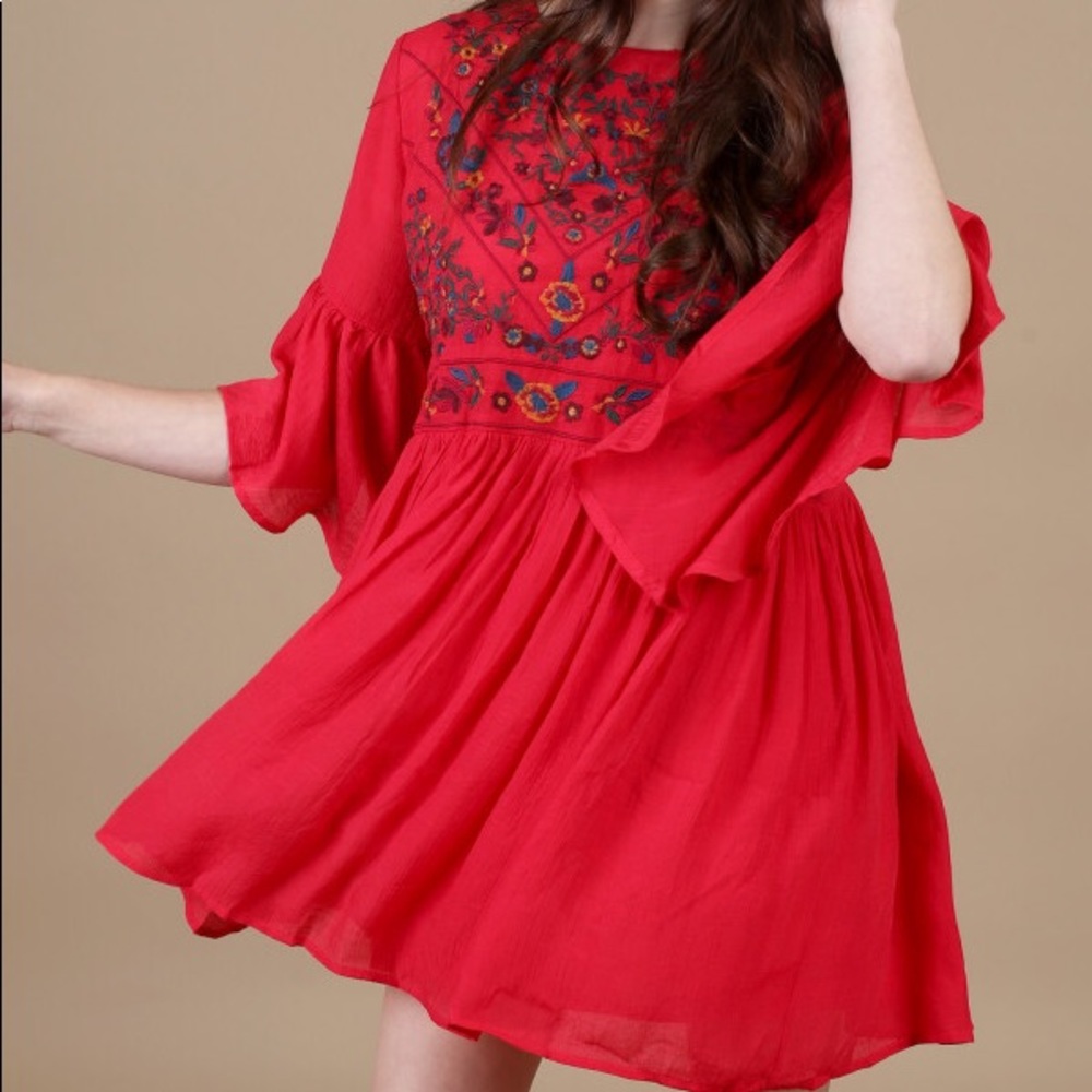 Umgee Altar'd State Berry Berry Dress Floral Embroidered